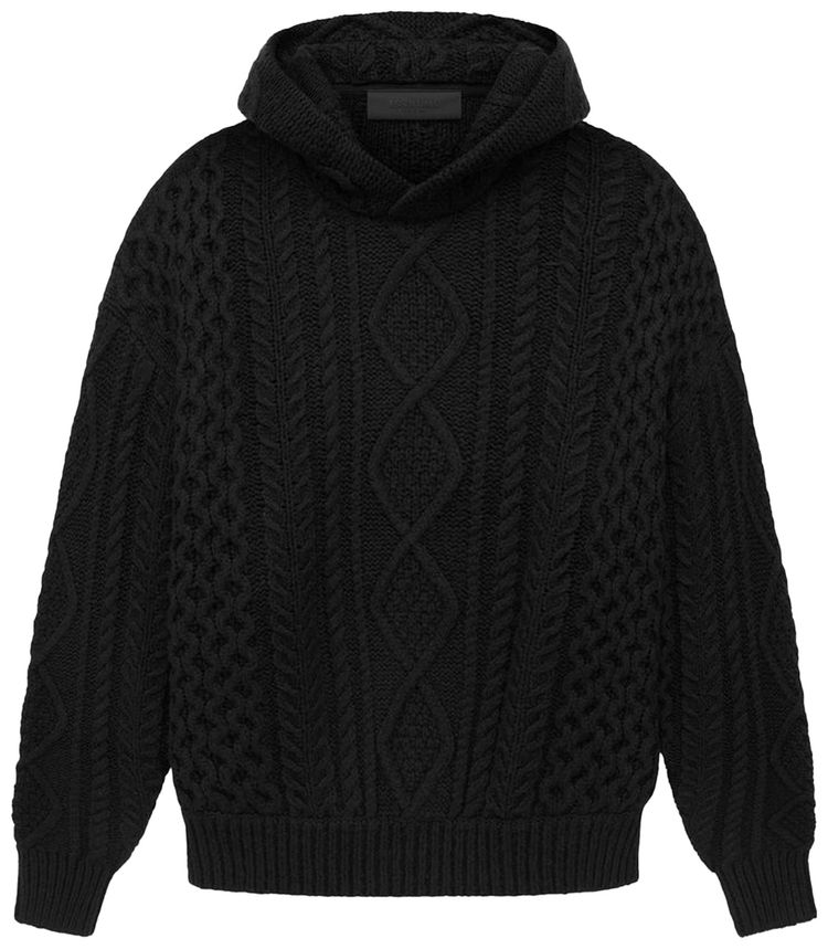 Fear of God Essentials Cable Knit Hoodie 'Jet Black'